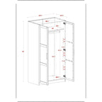 100 % Massivholz Urbaner Kleiderschrank mit 2 Türen, mit Massivholz- und Spiegeltüren