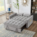 4-in-1 Loveseat Schlafsofa mit Armlehnen & Aufbewahrungstaschen, Multifunktionales getuftetes Ausziehsofa mit verstellbarer Rückenlehne