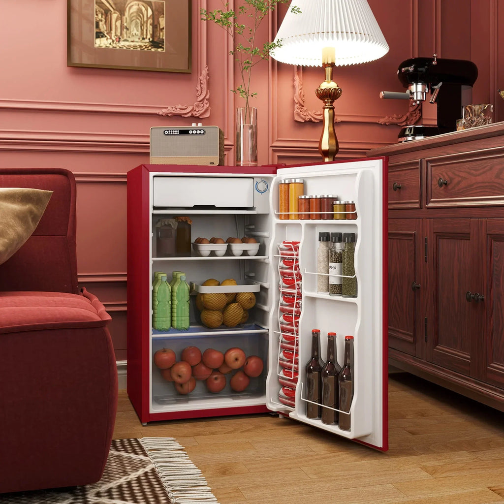 3.2 Cu.Ft Mini-Kühlschrank mit Gefrierfach, eintüriger Kompaktkühlschrank mit einstellbarem Thermostat für das Schlafzimmer