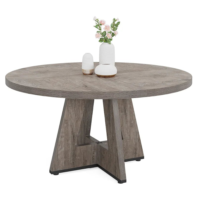 47 Zoll runder Esstisch für 4 Personen, Holztisch im Landhausstil für Küche, Esszimmer, Wohnzimmer