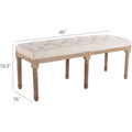 48 extralange, rechteckige, getuftete Ottomanenbank-Sitzbank – Beige