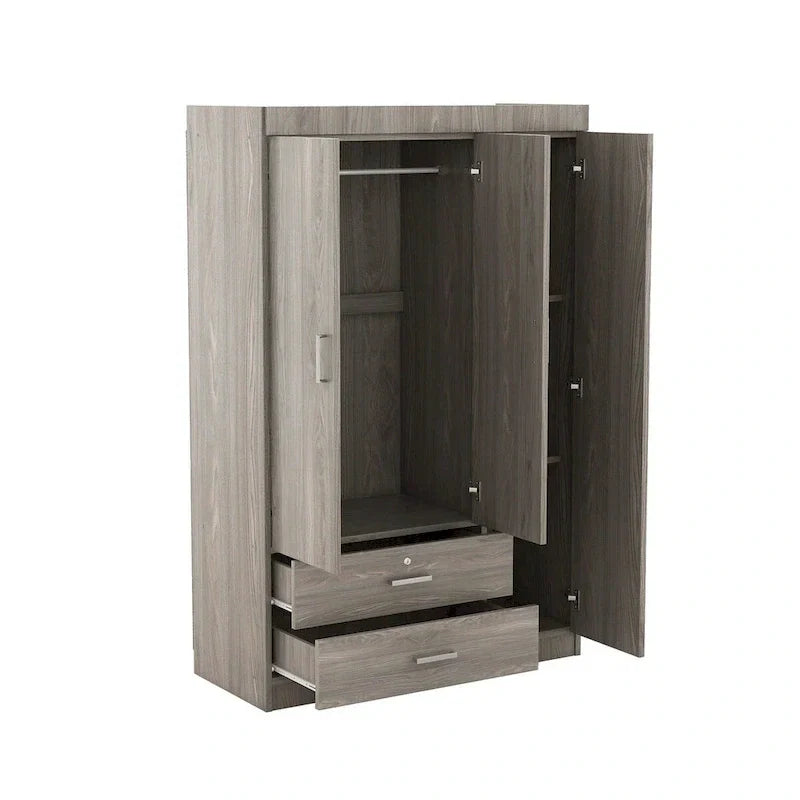 3-türiger Kleiderschrank mit 2 Schubladen