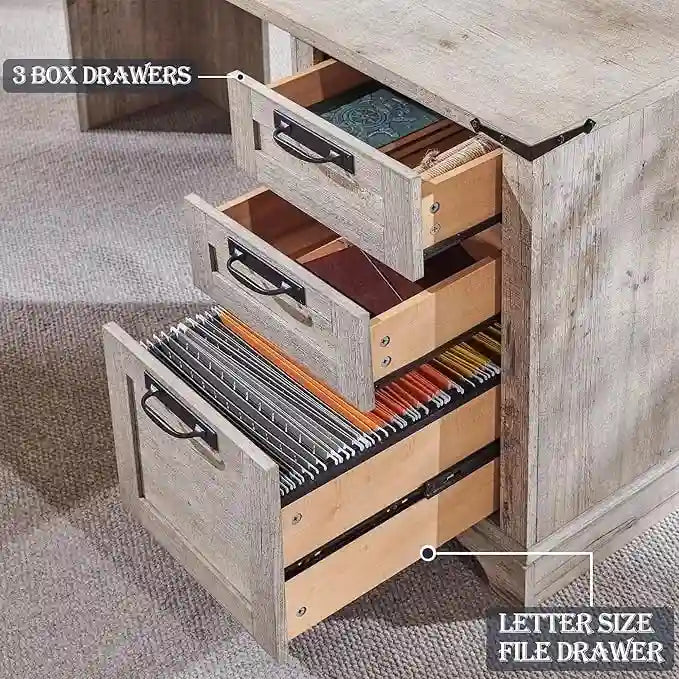 60 Farmhouse L-förmiger Chefschreibtisch, Holz Eckschreibtisch, Computertisch