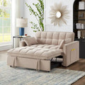 4-in-1 Loveseat Schlafsofa mit Armlehnen & Aufbewahrungstaschen, Multifunktionales getuftetes Ausziehsofa mit verstellbarer Rückenlehne
