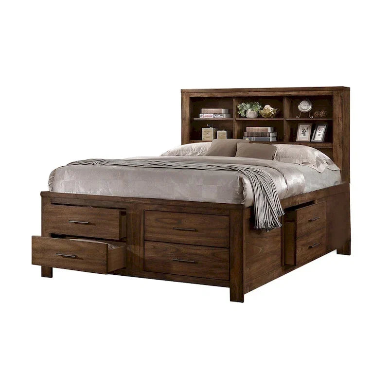 Bett mit 6 Schubladen unter dem Bett, Nussbaum