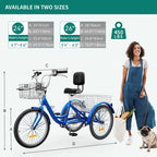 26 Zoll Erwachsenen Dreirad 3-Rad-Fahrrad 7-Gang Dreirad-Fahrrad