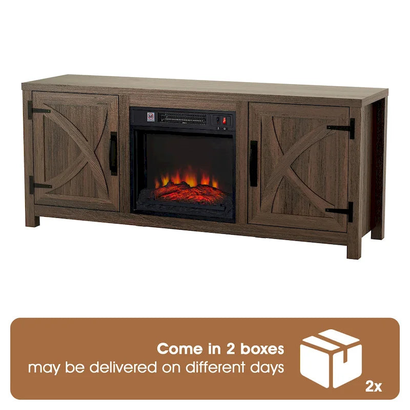 58 Farmhouse elektrische Kamin-TV-Ständer Konsolentisch für Fernseher bis zu 65 Zoll