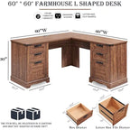 60 Farmhouse L-förmiger Chefschreibtisch, Holz Eckschreibtisch, Computertisch