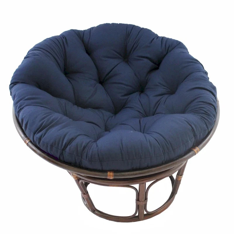 42 Zoll Papasan-Sessel aus Rattan mit Twill-Kissen