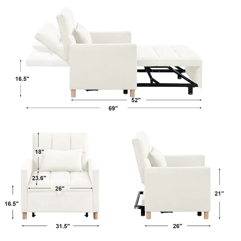 3-in-1 Schlafsofa Loungesessel, Schwarz