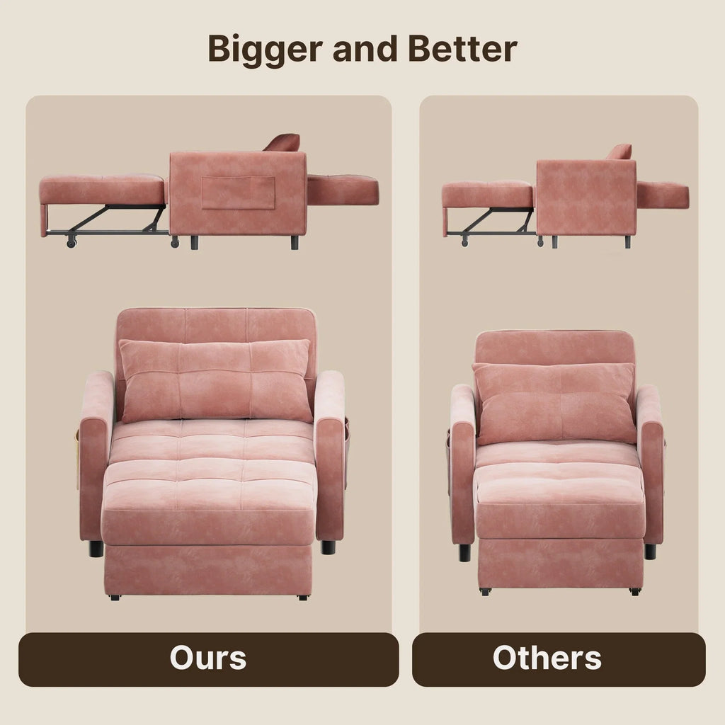 3-in-1 verstellbares Schlafsofa, ausziehbares Sesselsofa, umwandelbares Klappbett für das Wohnzimmer