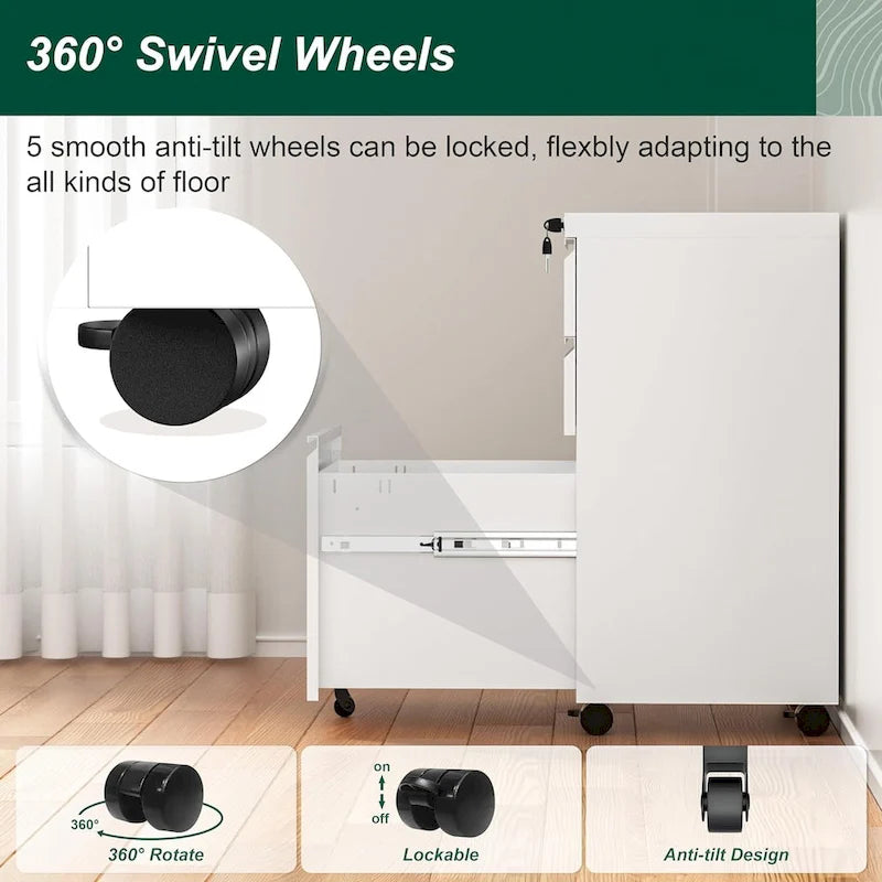 Rollcontainer/Standcontainer mit 3 Schubladen für das Home Office