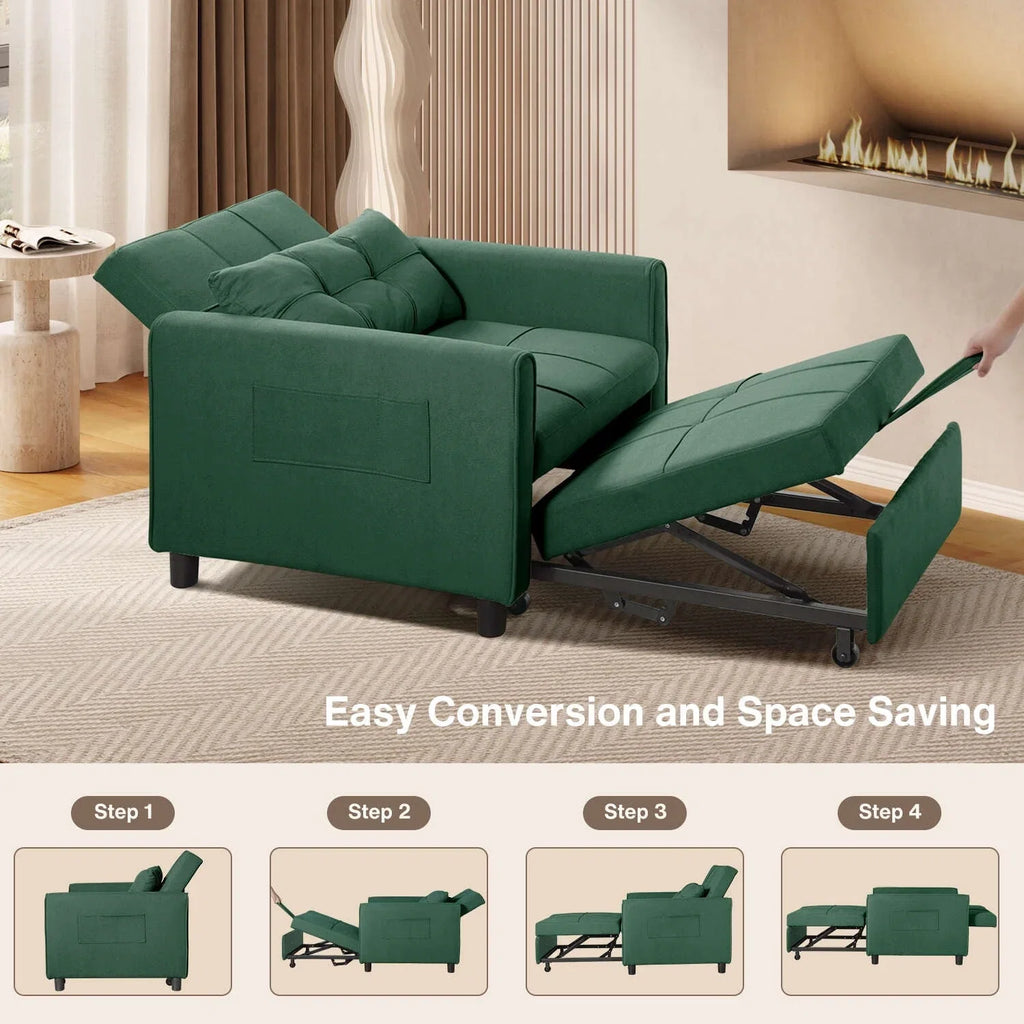 3-in-1 verstellbares Schlafsofa, ausziehbares Sesselsofa, umwandelbares Klappbett für das Wohnzimmer