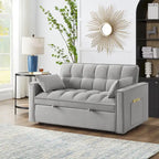 4-in-1 Loveseat Schlafsofa mit Armlehnen & Aufbewahrungstaschen, Multifunktionales getuftetes Ausziehsofa mit verstellbarer Rückenlehne