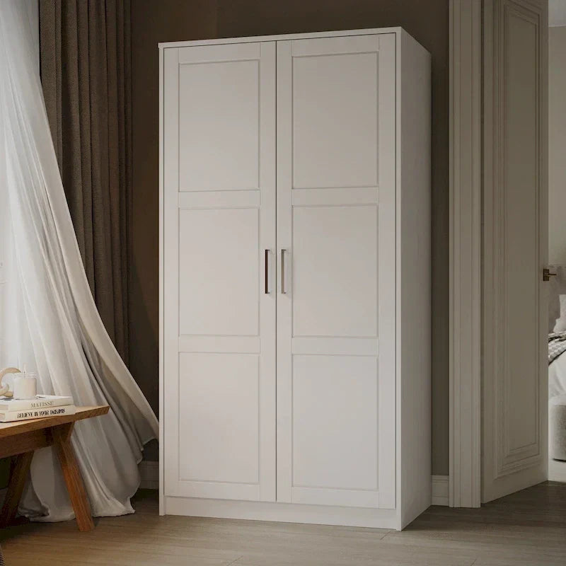 100 % Massivholz Urbaner Kleiderschrank mit 2 Türen, mit Massivholz- und Spiegeltüren