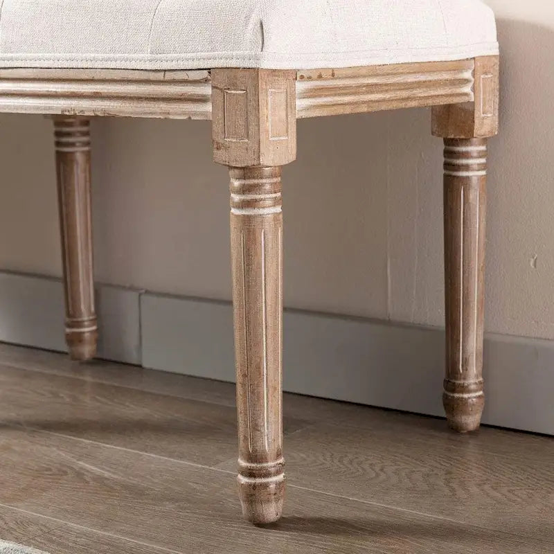 48 extralange, rechteckige, getuftete Ottomanenbank-Sitzbank – Beige