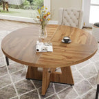 47 Zoll runder Esstisch für 4 Personen, Holztisch im Landhausstil für Küche, Esszimmer, Wohnzimmer