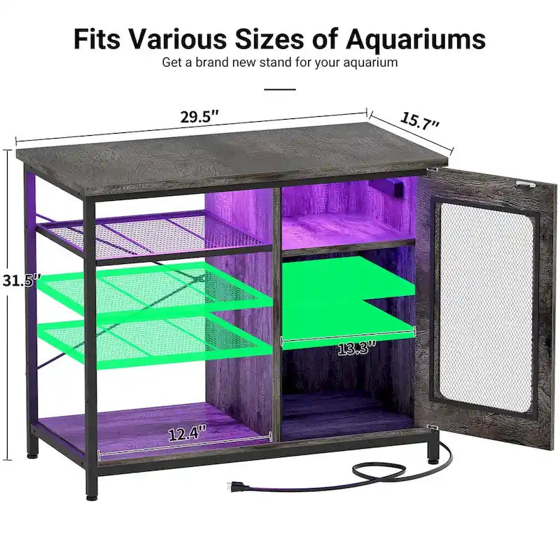 20-29 Gallonen Aquarienunterschrank mit Steckdosen & LED-Beleuchtung