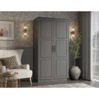 100 % Massivholz Urbaner Kleiderschrank mit 2 Türen, mit Massivholz- und Spiegeltüren