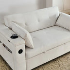 54 Schlafsofa zum Ausziehen, 2-Sitzer-Schlafsofa mit Stauraum, Lendenkissen, USB-Steckdose