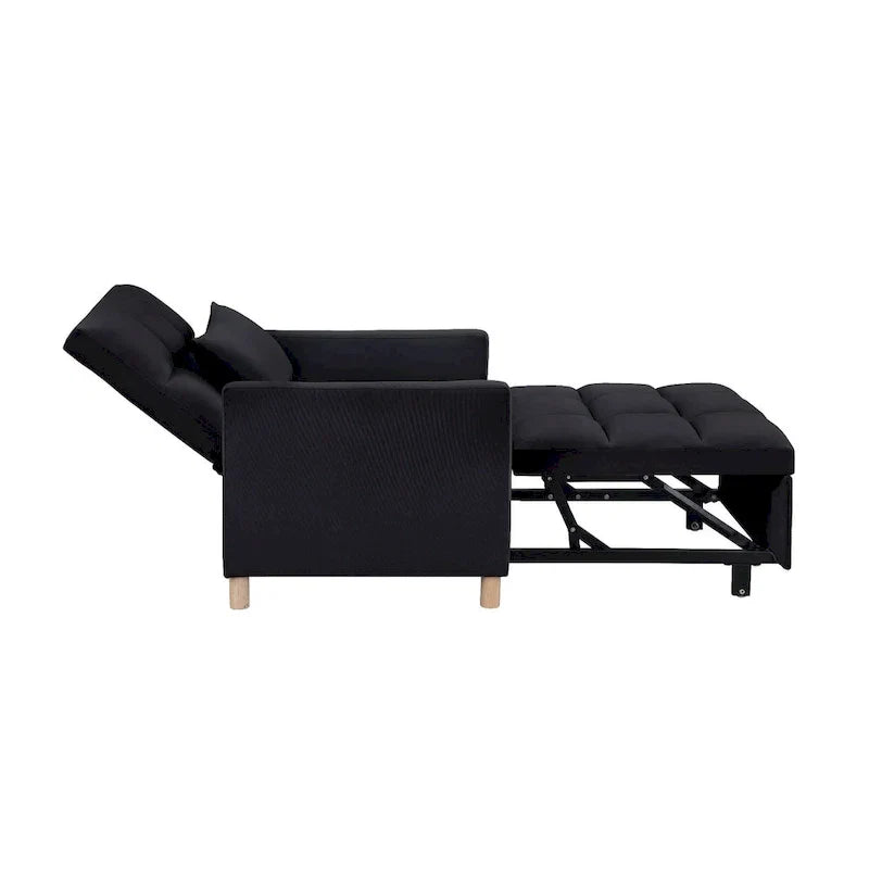 3-in-1 Schlafsofa Loungesessel, Schwarz