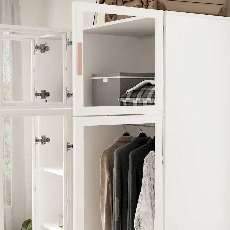 47,2 Zoll breiter Kleiderschrank mit LED-Beleuchtung, Ganzglastüren