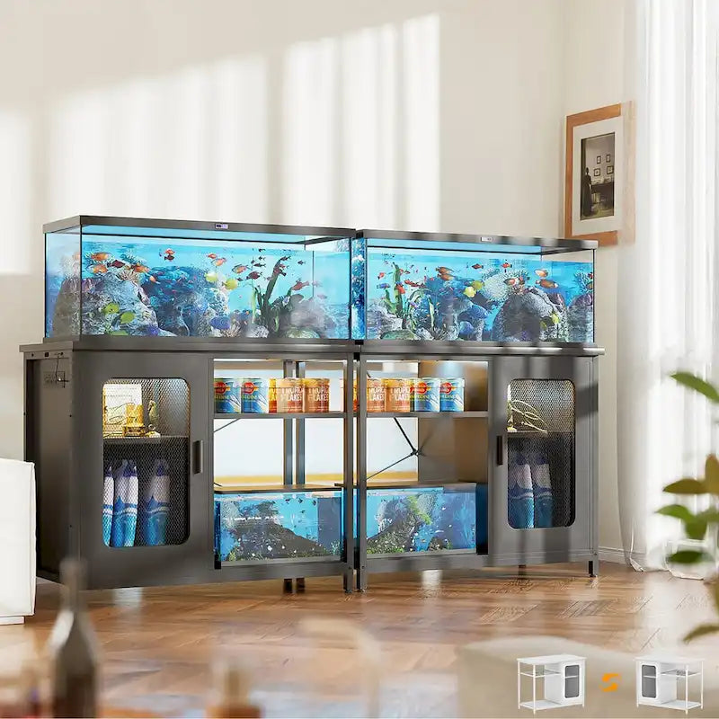 20-29 Gallonen Aquarienunterschrank mit Steckdosen & LED-Beleuchtung