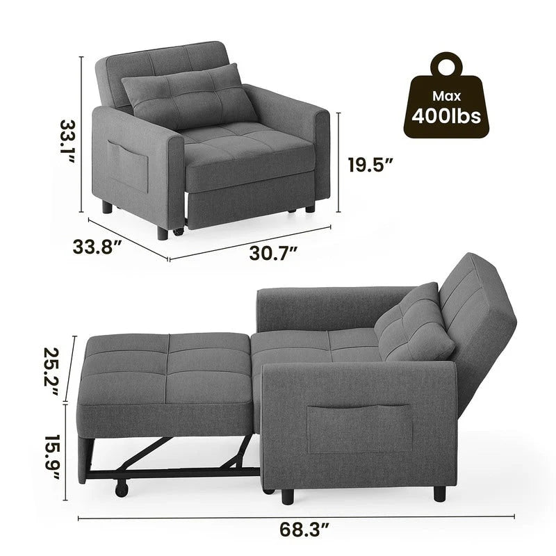 3-in-1 verstellbares Schlafsofa, ausziehbares Sesselsofa, umwandelbares Klappbett für das Wohnzimmer