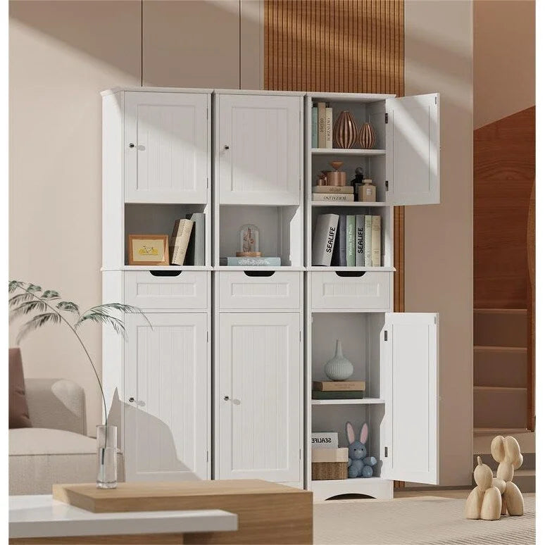 67 Zoll hoher Badezimmerschrank, schmaler Wäscheschrank, Aufbewahrungsschrank mit 2 Türen und Schublade