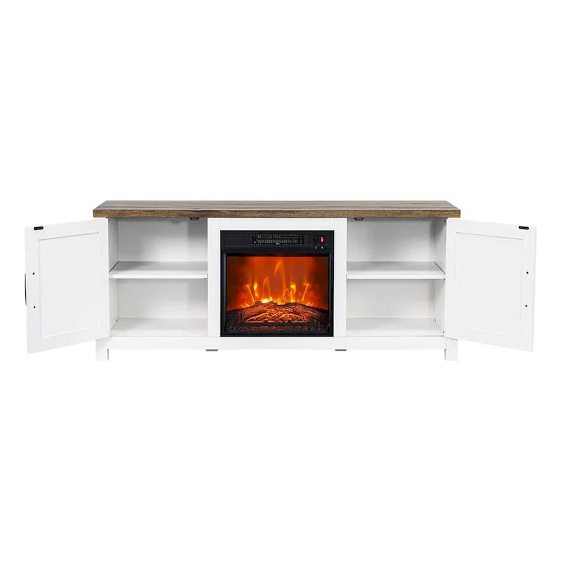 58 Farmhouse elektrische Kamin-TV-Ständer Konsolentisch für Fernseher bis zu 65 Zoll