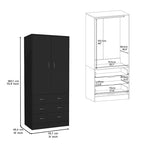 19 Moderner Doppeltüriger Kleiderschrank mit 3 Schubladen und 1 Kleiderstange für Schlafzimmer